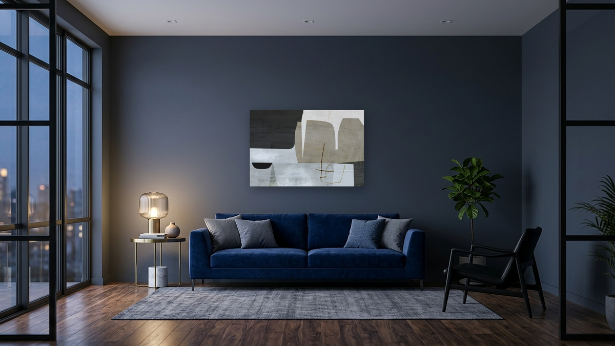 Change by Dan Hobday, shown at 28 × 42 in (71.1 × 106.7 cm) as gallery-wrapped canvas, den