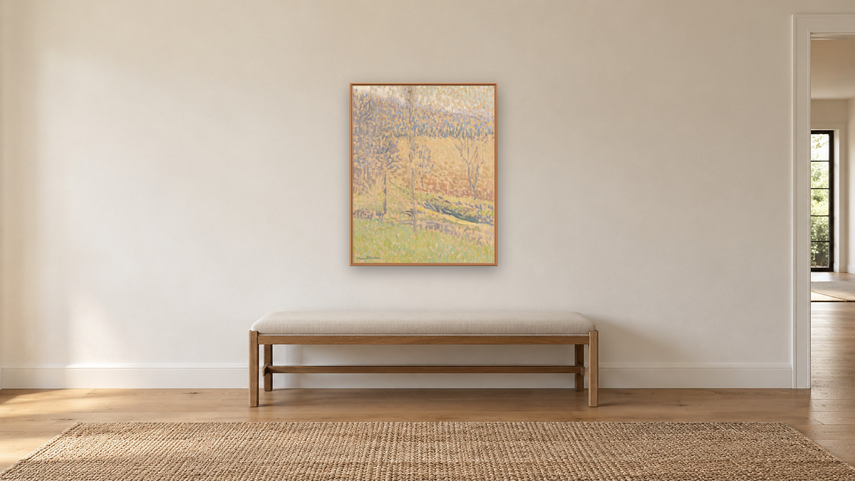 Dans le Brouillard, late 19th-early 20th century by Henri Matisse, shown at 32 × 40 in (81.3 × 101.6 cm) on canvas in Arber Raw Oak, hallway
