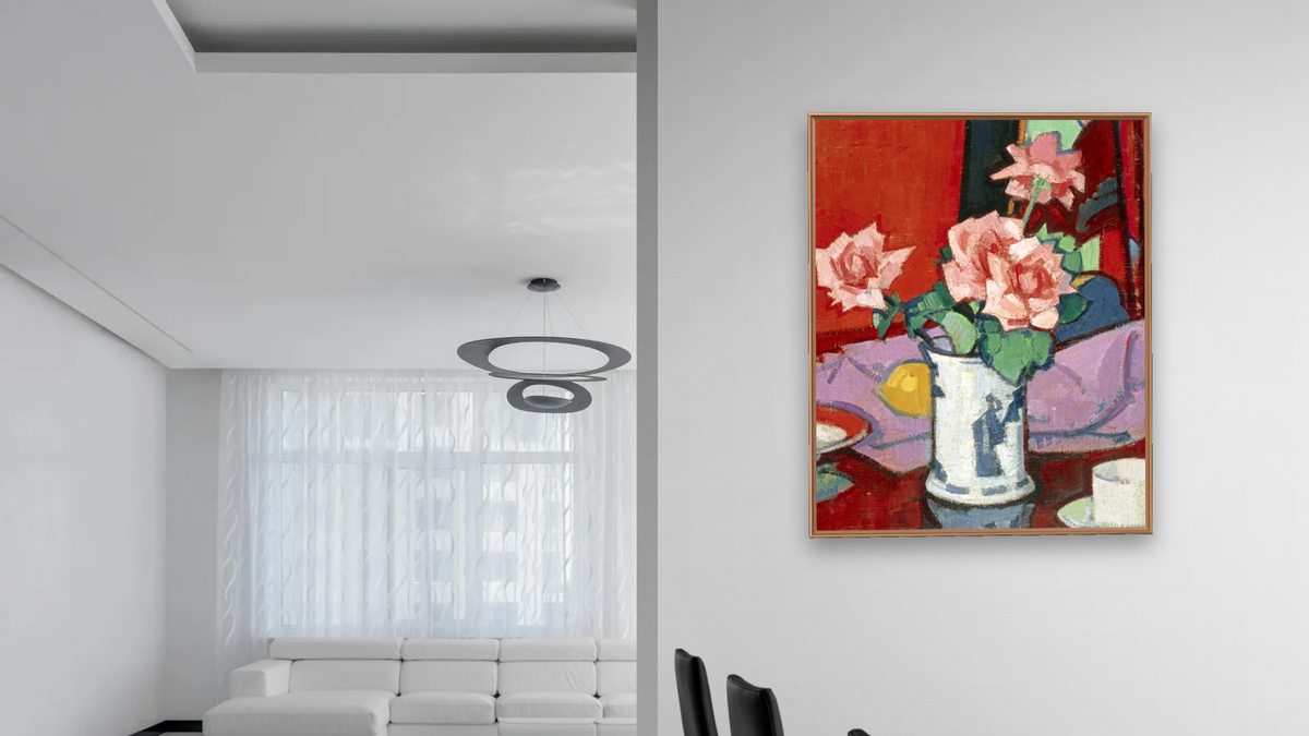 test12357890, shown at 32 × 40 in (81.3 × 101.6 cm) on canvas in Arber Raw Oak, dining