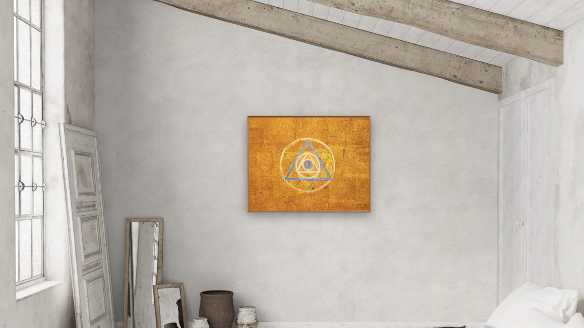 eval 2_9177562719_c613169286_o.jpg by Hilma af Klint, shown at 32 × 40 in (81.3 × 101.6 cm) on canvas in Arber Raw Oak, bedroom