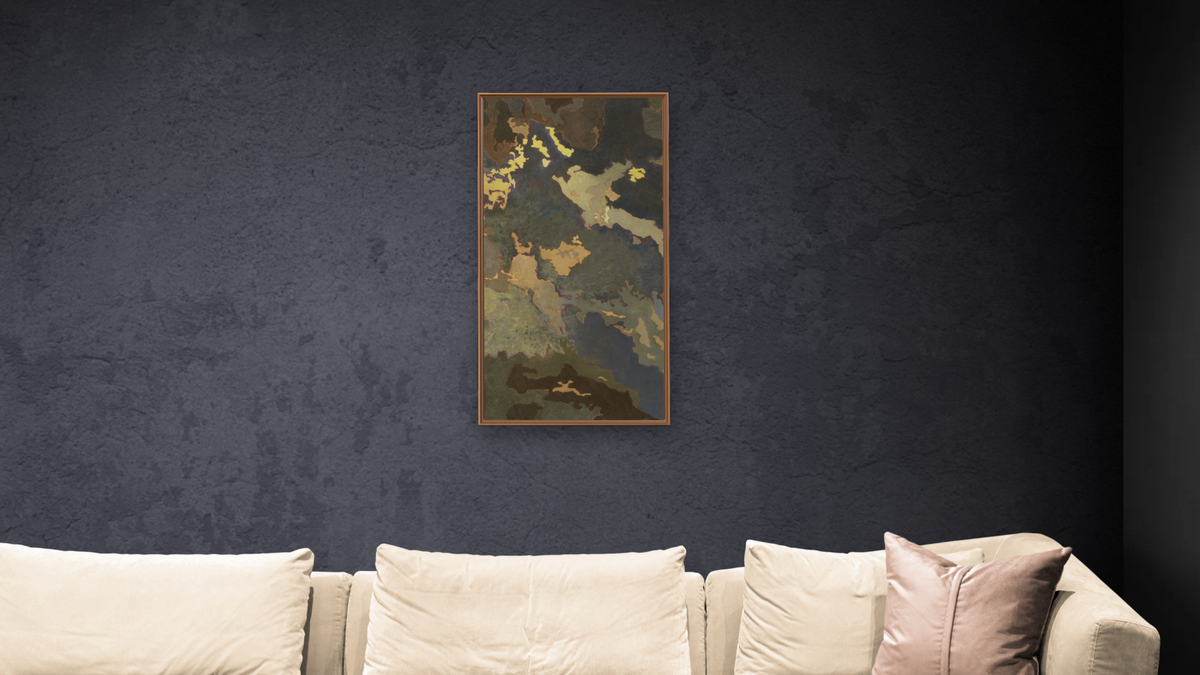 Night, Amargosa Desert by Augustus Vincent Tack, shown at 20 × 40 in (50.8 × 101.6 cm) on canvas in Arber Raw Oak, living