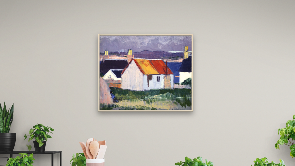 Iona Croft by Francis Campbell Boileau Cadell, shown at 32 × 40 in (81.3 × 101.6 cm) on canvas in Ramino Opaque White, dining