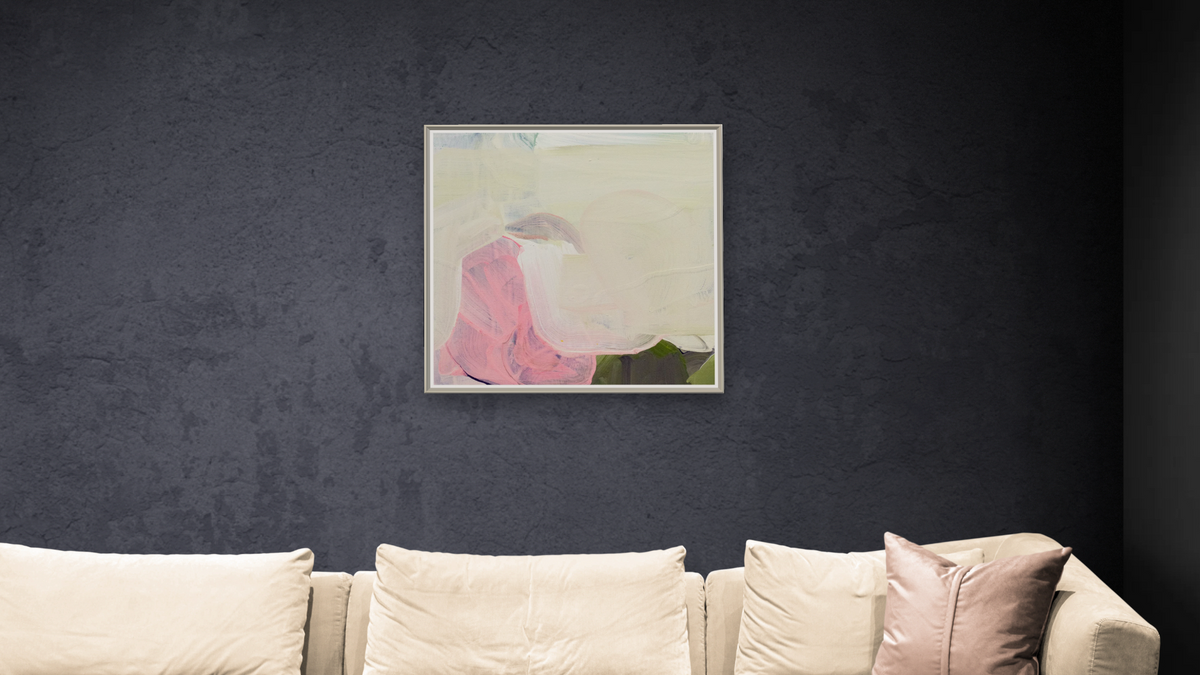 Snack 12 by Nino Yuniardi, shown at 32 × 32 in (81.3 × 81.3 cm) on canvas in Ramino Opaque White, living