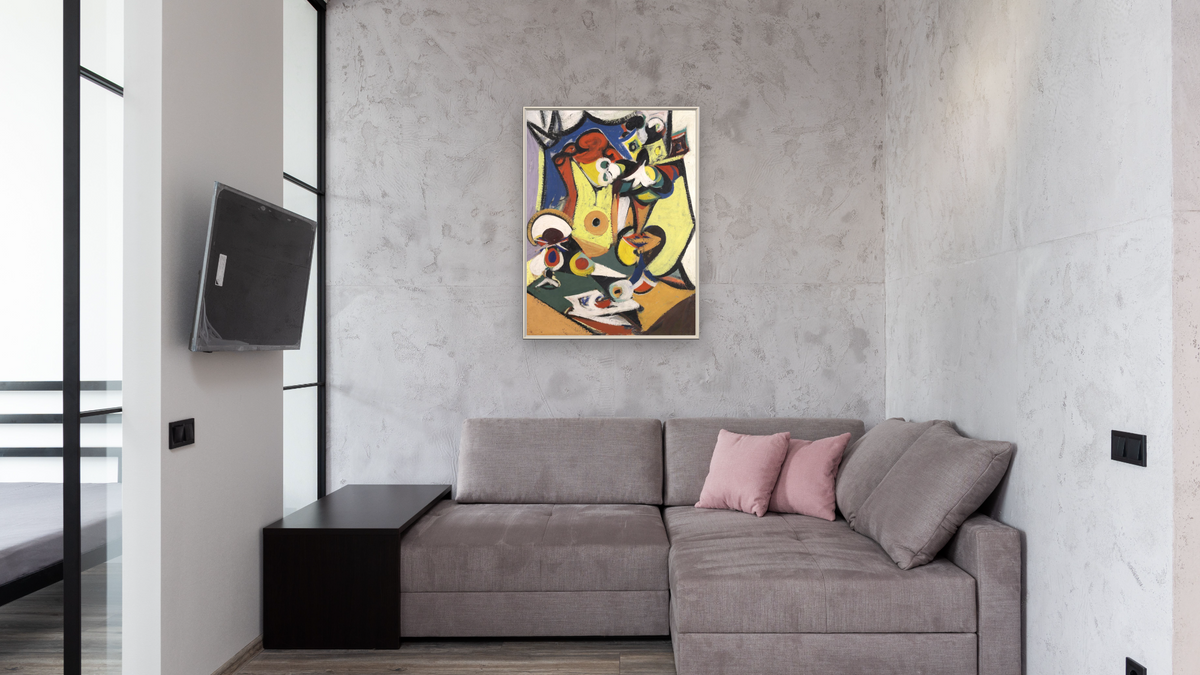 Composition (Still Life) by Arshile Gorky, shown at 30 × 40 in (76.2 × 101.6 cm) on canvas in Ramino Opaque White, media room