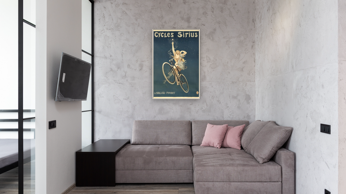 Cycles Sirius by Henri Gray, shown at 28 × 42 in (71.1 × 106.7 cm) on canvas in Ramino Opaque White, media room