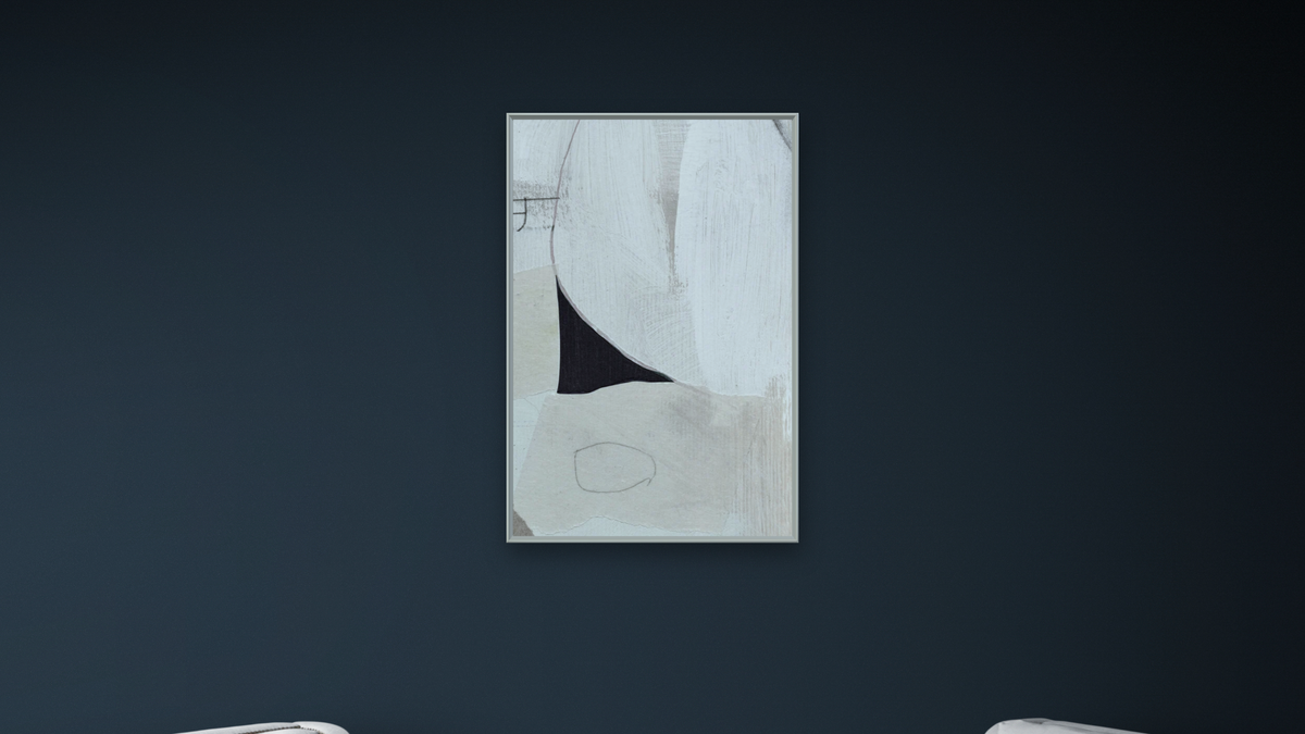 High 2 by Dan Hobday, shown at 28 × 42 in (71.1 × 106.7 cm) on canvas in Ramino Opaque White, office
