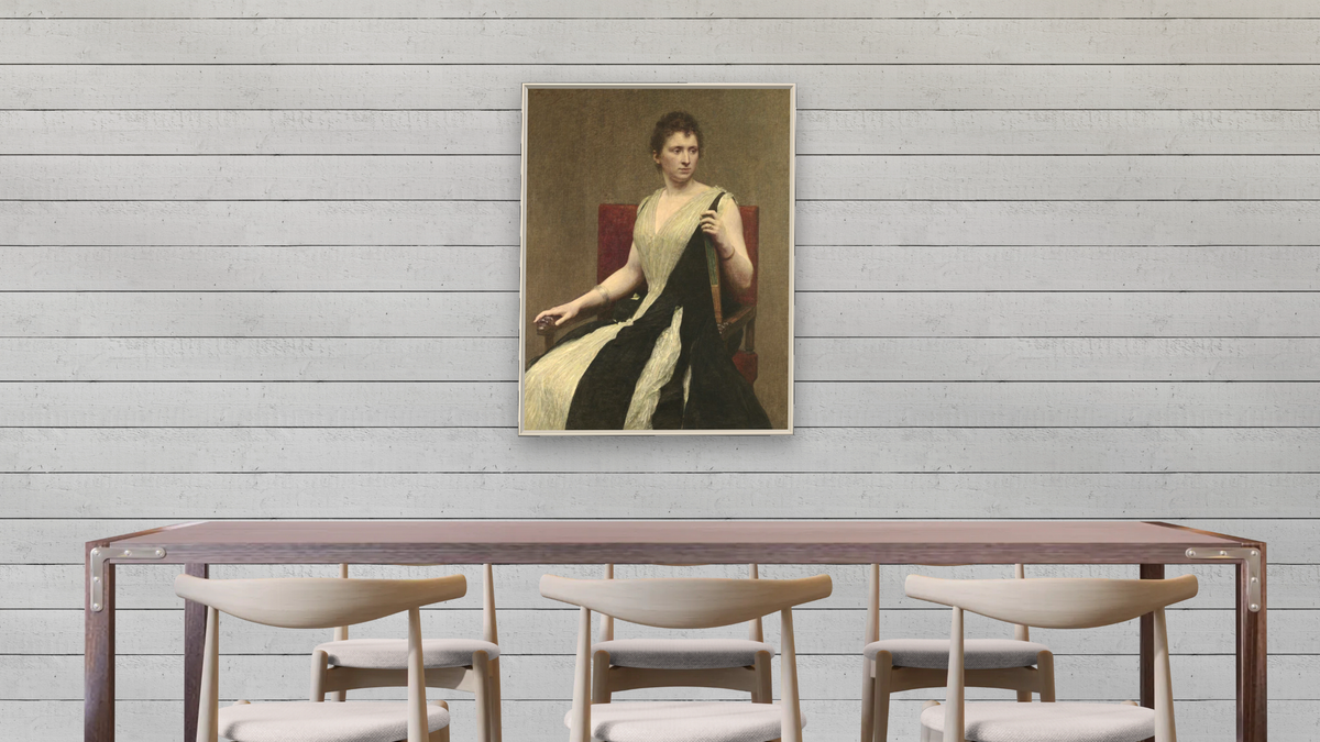 Madame Leopold Gravier by Henri Fantin-Latour, shown at 30 × 40 in (76.2 × 101.6 cm) on canvas in Ramino Opaque White, dining