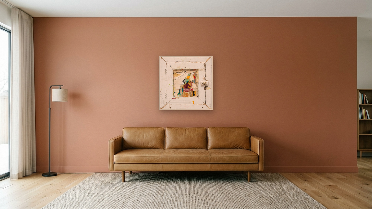 Boots & Dresses by Dobee Snowber, shown at 32 × 32 in (81.3 × 81.3 cm) on canvas in Ramino Opaque White, media room