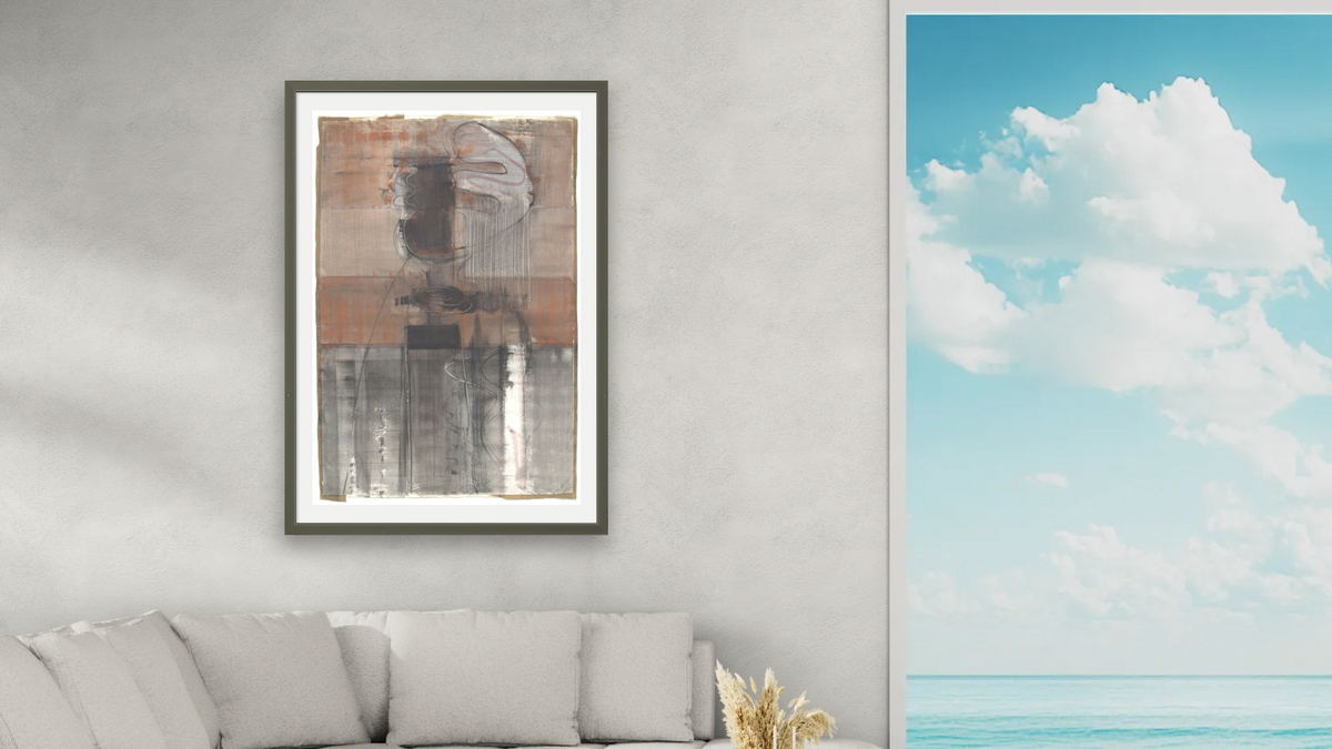 Untitled by Mark Rothko, shown at 28 × 42 in (71.1 × 106.7 cm) in Ramino Satin Black, living