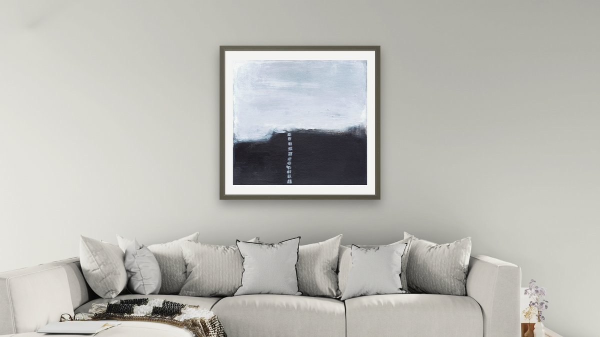 No. 383 by Michelle Oppenheimer, shown at 32 × 32 in (81.3 × 81.3 cm) in Ramino Satin Black, living