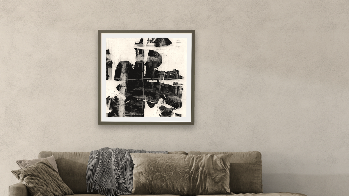 Plume SQ by Dan Hobday, shown at 32 × 32 in (81.3 × 81.3 cm) in Ramino Satin Black, living