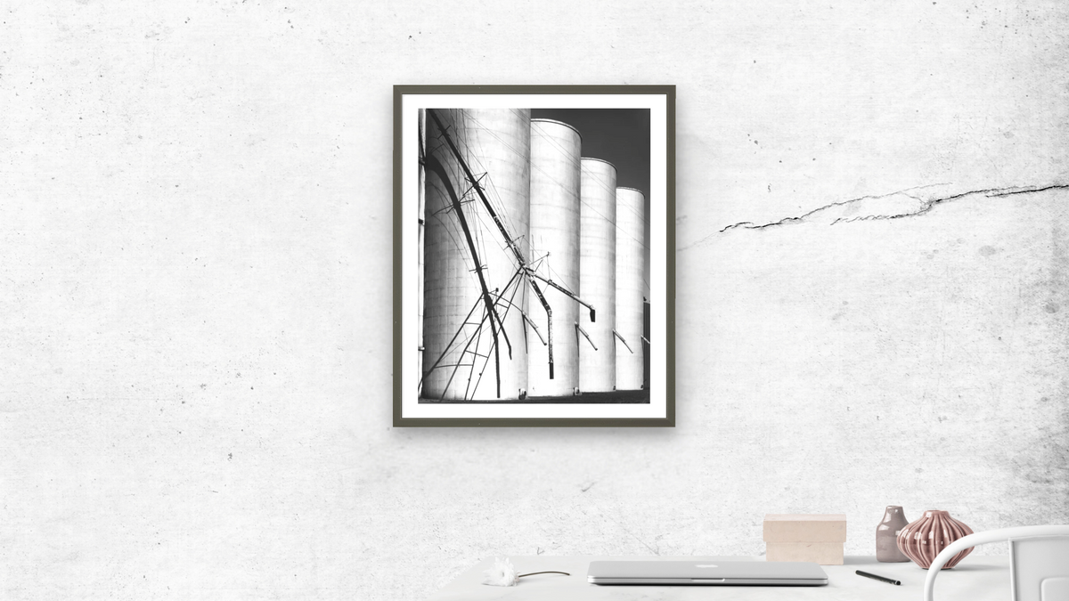 Zamora #2 by Gordon Osmundson, shown at 32 × 40 in (81.3 × 101.6 cm) in Ramino Satin Black, office