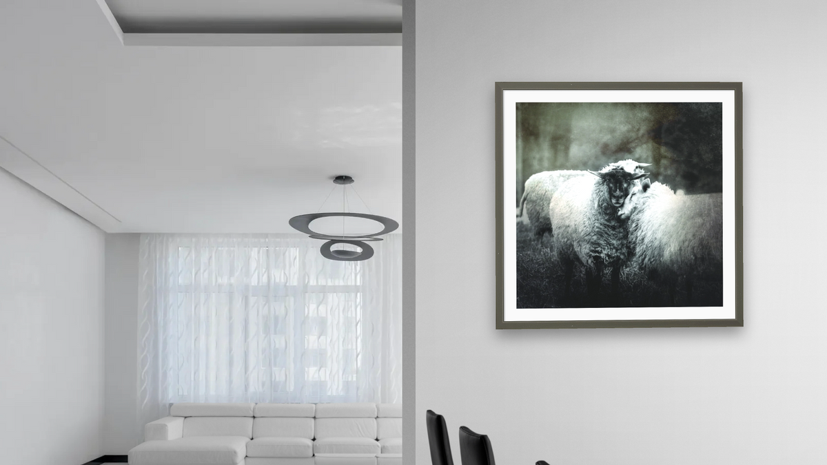Delilah.v2 by Brandon Luther, shown at 32 × 32 in (81.3 × 81.3 cm) in Ramino Satin Black, dining