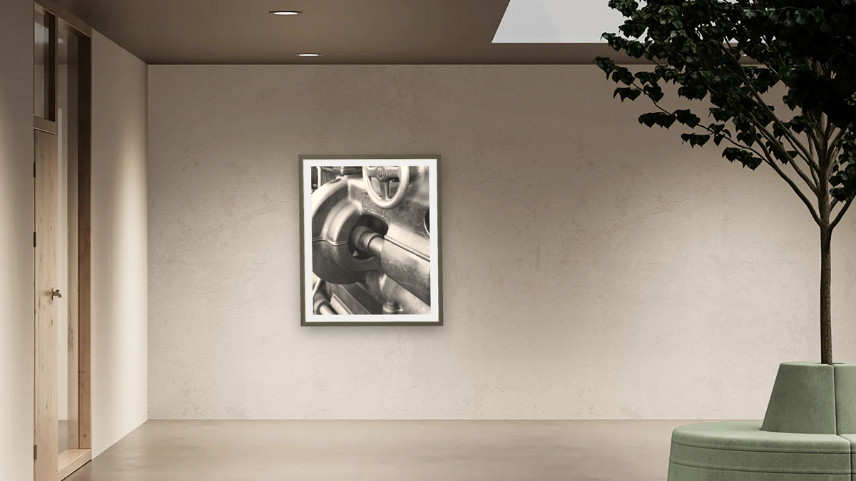 Lathe Detail by Gordon Osmundson, shown at 32 × 40 in (81.3 × 101.6 cm) in Ramino Satin Black, office