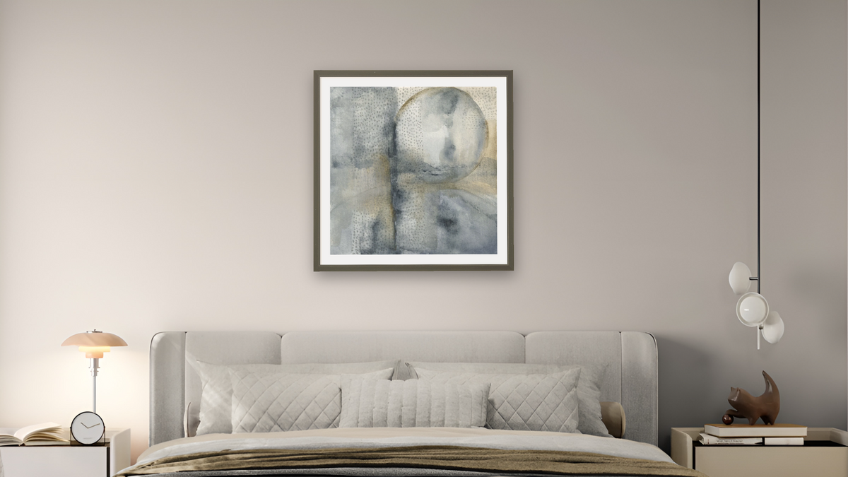No. 273 by Michelle Oppenheimer, shown at 32 × 32 in (81.3 × 81.3 cm) in Ramino Satin Black, bedroom