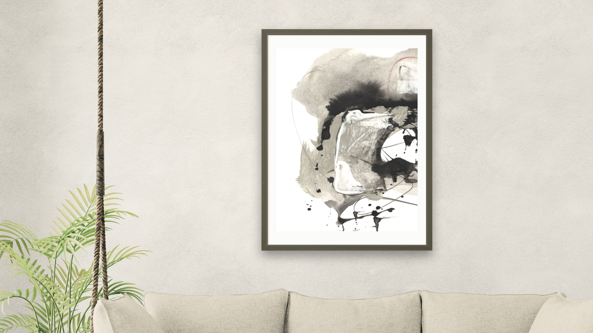Crush 1 by Dan Hobday, shown at 28 × 42 in (71.1 × 106.7 cm) in Ramino Satin Black, living