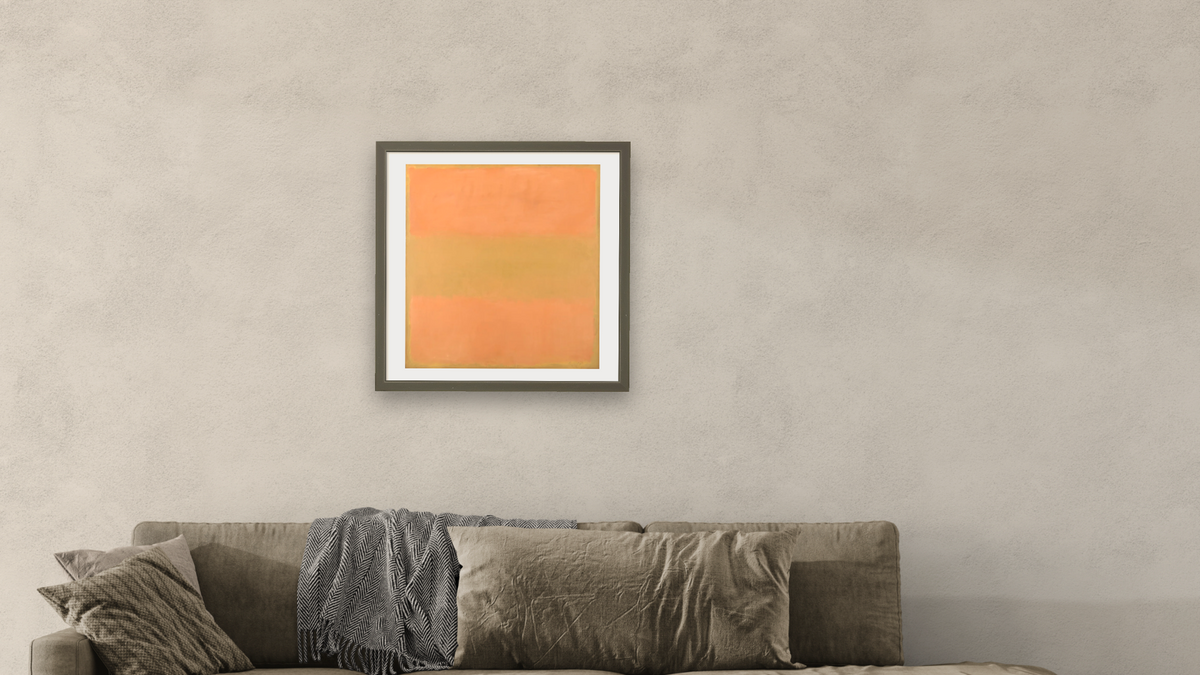 Untitled (Orange) by Mark Rothko, shown at 24 × 24 in (61 × 61 cm) in Ramino Satin Black, living