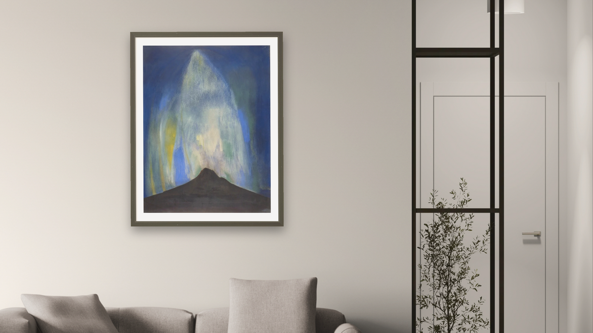 Pyrotechnic Fires by Joseph Stella, shown at 30 × 40 in (76.2 × 101.6 cm) in Ramino Satin Black, living
