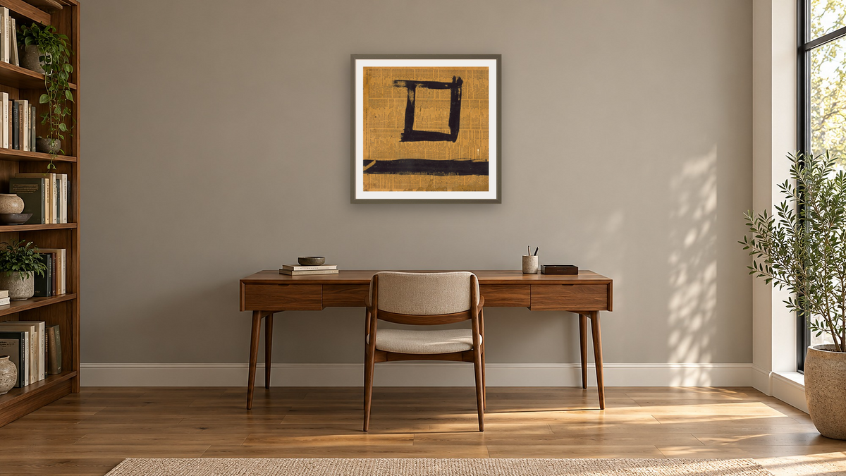 Untitled by Franz Kline, shown at 32 × 32 in (81.3 × 81.3 cm) in Ramino Satin Black, library