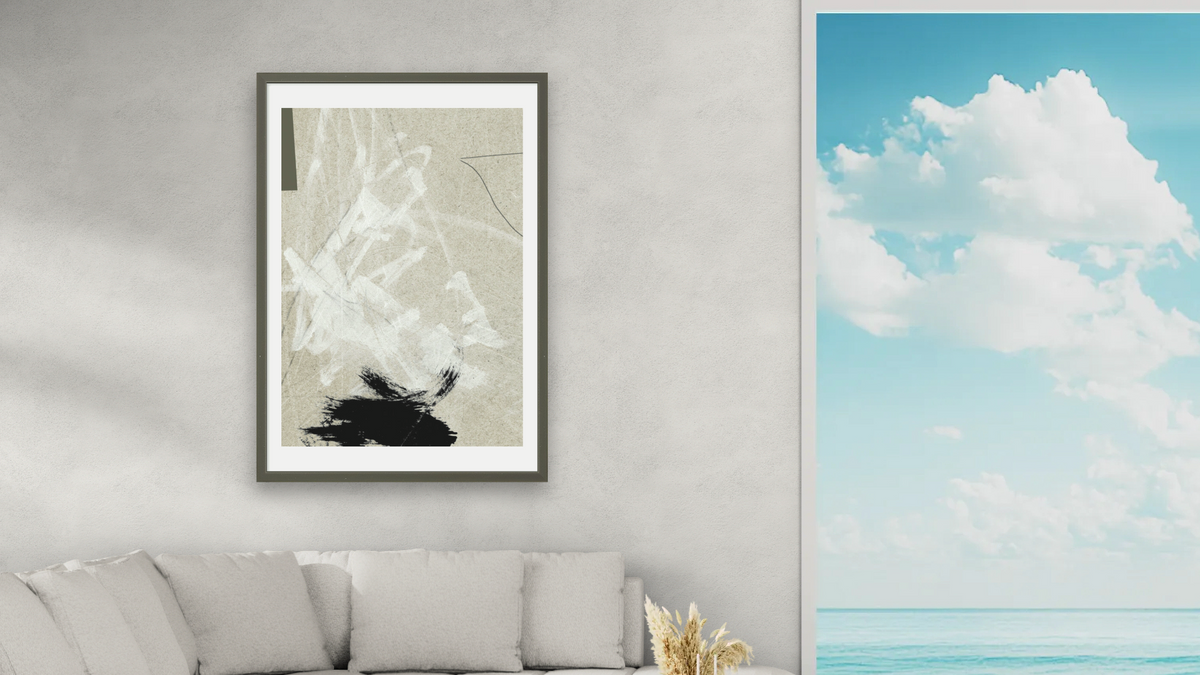 Lifestyle 2 by Dan Hobday, shown at 28 × 42 in (71.1 × 106.7 cm) in Ramino Satin Black, living