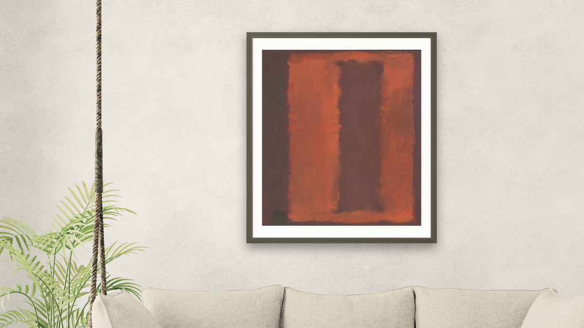 Untitled by Mark Rothko, shown at 32 × 40 in (81.3 × 101.6 cm) in Ramino Satin Black, living