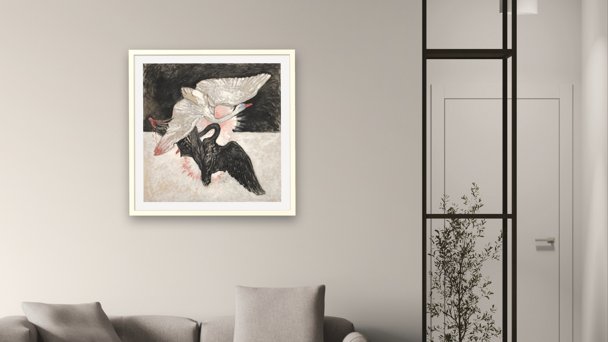 Group IX/SUW, The Swan, Part 1, No. 2, No. 2 by Hilma af Klint, shown at 32 × 32 in (81.3 × 81.3 cm) in Ramino Opaque White, living