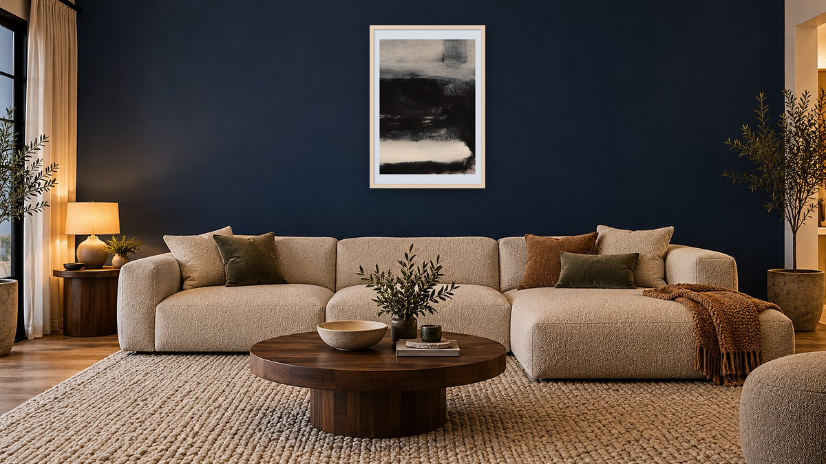 On The Low by Dan Hobday, shown at 28 × 42 in (71.1 × 106.7 cm) in Ramino Opaque White, media room