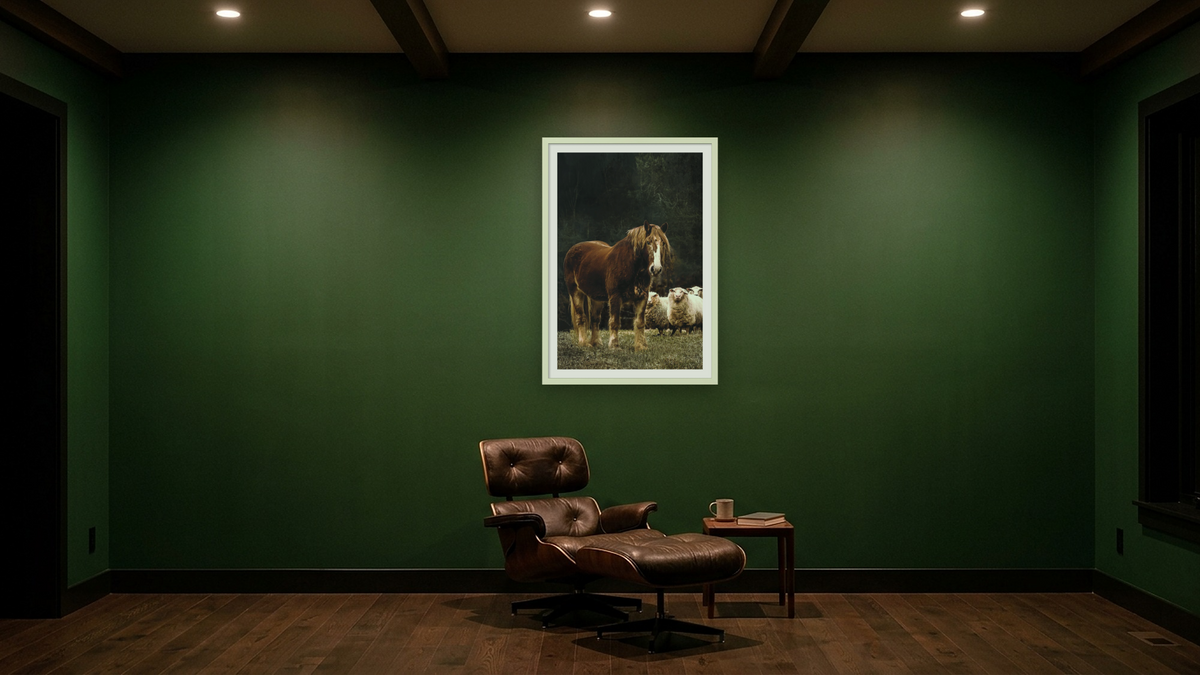 Willard Jerra by Brandon Luther, shown at 28 × 42 in (71.1 × 106.7 cm) in Ramino Opaque White, den