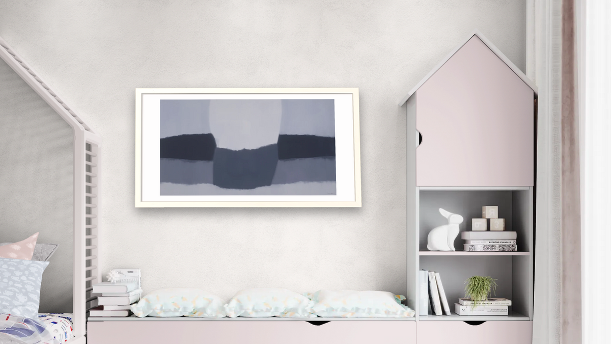 Japanese Landscape by Felrath Hines, shown at 20 × 40 in (50.8 × 101.6 cm) in Ramino Opaque White, bedroom
