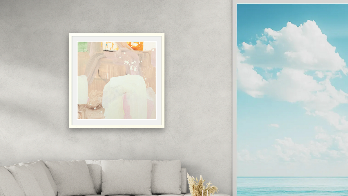 Snack 9 by Nino Yuniardi, shown at 32 × 32 in (81.3 × 81.3 cm) in Ramino Opaque White, living