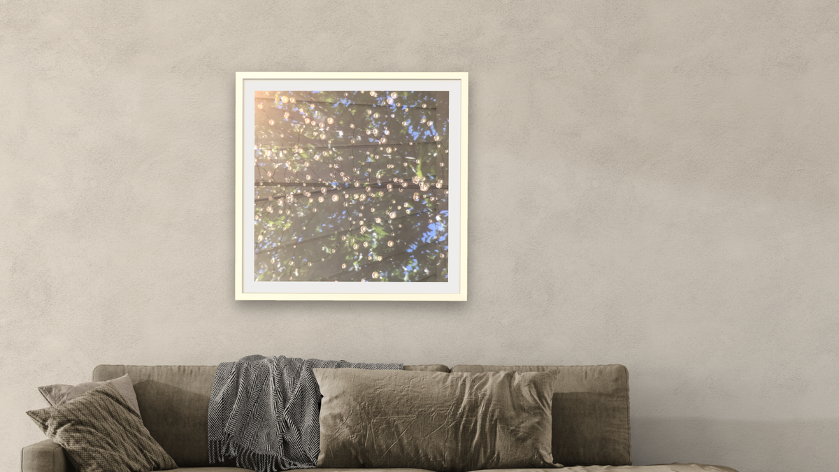 The Luminous Entwining by Judith Rayl, shown at 32 × 32 in (81.3 × 81.3 cm) in Ramino Opaque White, living