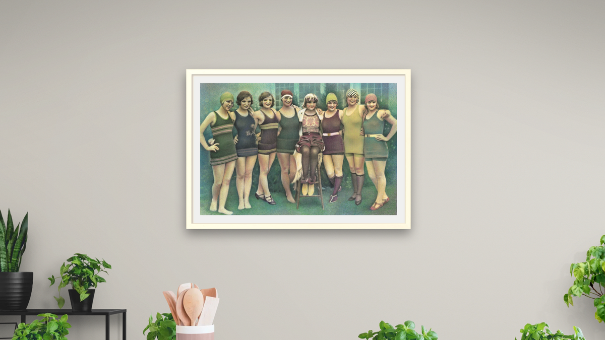 Swimmers by Kirsten Söderlind, shown at 28 × 42 in (71.1 × 106.7 cm) in Ramino Opaque White, dining