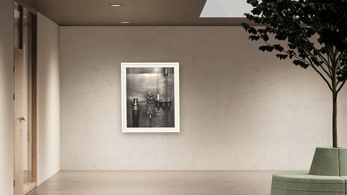 Anchor Steam #1 by Gordon Osmundson, shown at 32 × 40 in (81.3 × 101.6 cm) in Ramino Opaque White, office