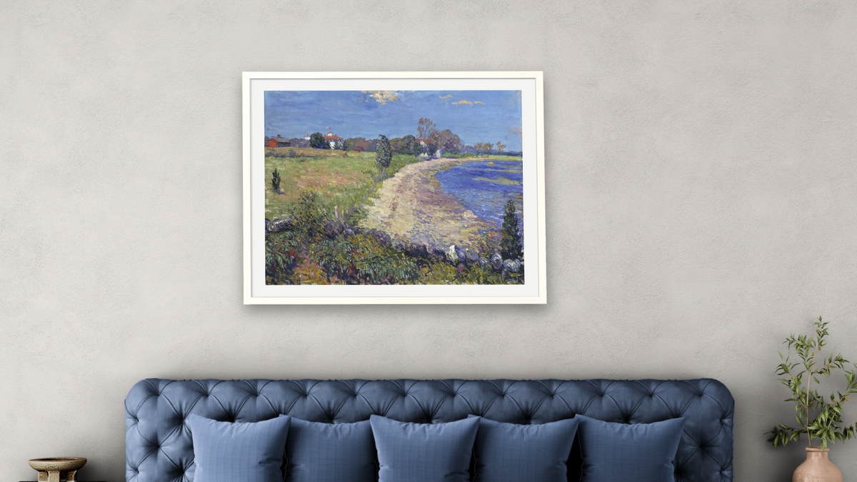 Curving Beach, New England by William James Glackens, shown at 32 × 40 in (81.3 × 101.6 cm) in Ramino Opaque White, bedroom