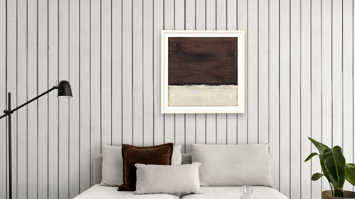 Night by Dan Hobday, shown at 32 × 32 in (81.3 × 81.3 cm) in Ramino Opaque White, living