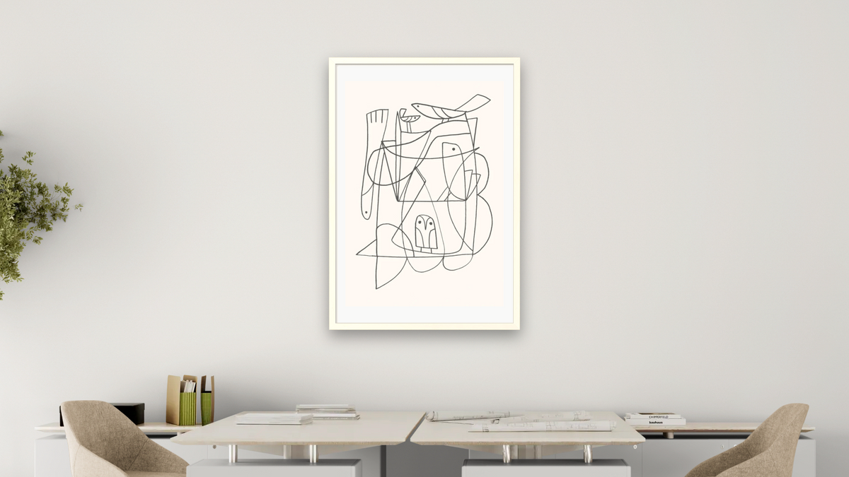 Daily 1 by Dan Hobday, shown at 28 × 42 in (71.1 × 106.7 cm) in Ramino Opaque White, office