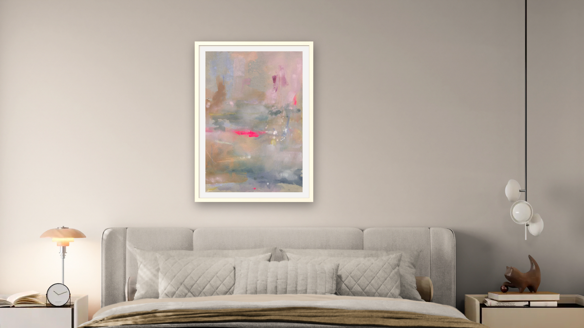 If You Saw You, The Way I See You, shown at 28 × 42 in (71.1 × 106.7 cm) in Ramino Opaque White, bedroom