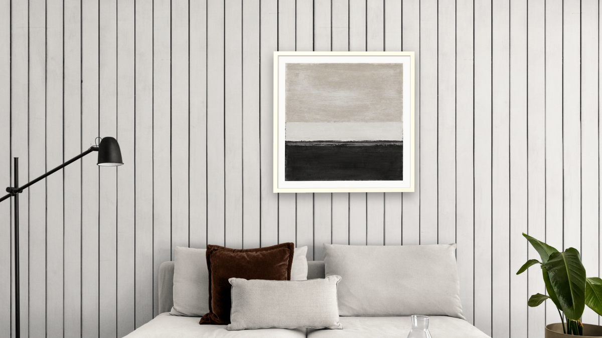 Day by Dan Hobday, shown at 32 × 32 in (81.3 × 81.3 cm) in Ramino Opaque White, living