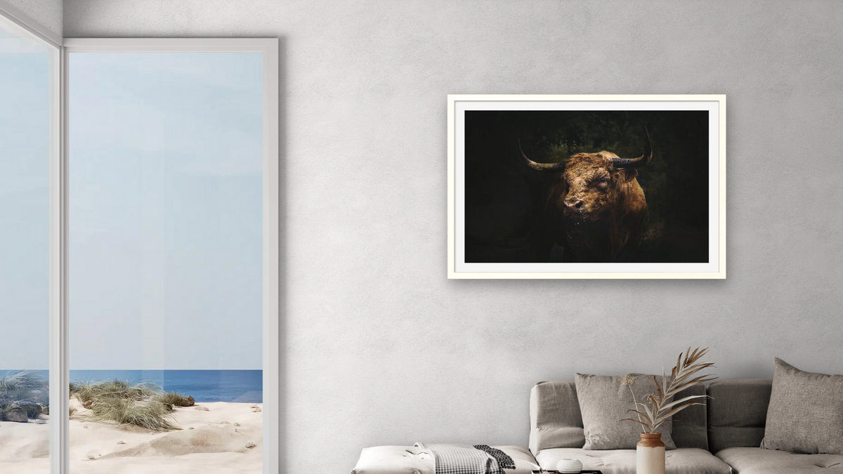Butch No. 2 by Brandon Luther, shown at 28 × 42 in (71.1 × 106.7 cm) in Ramino Opaque White, living