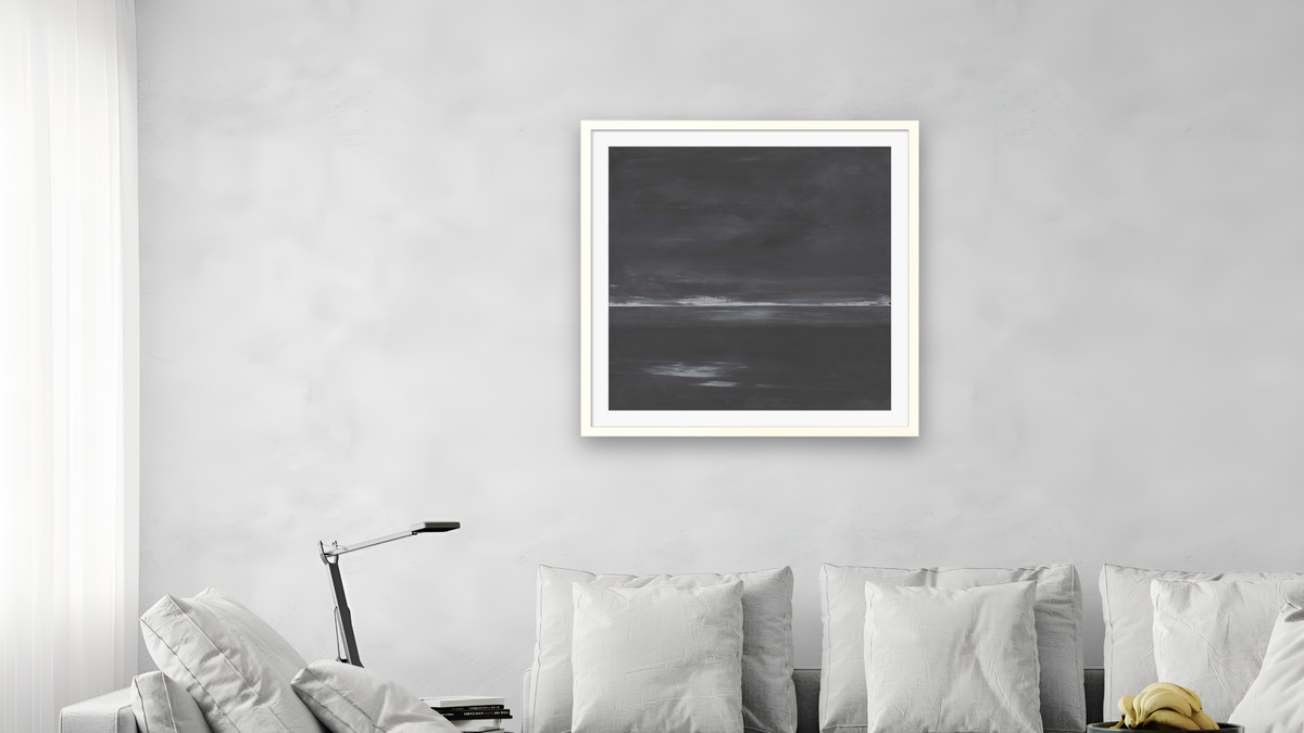 LS No. 245 by Brandon McKenzie, shown at 32 × 32 in (81.3 × 81.3 cm) in Ramino Opaque White, living