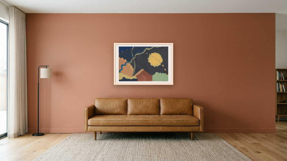 Untitled (# 24 in a Portfolio of 24 sketches) by Arthur Dove, shown at 28 × 42 in (71.1 × 106.7 cm) in Ramino Opaque White, media room