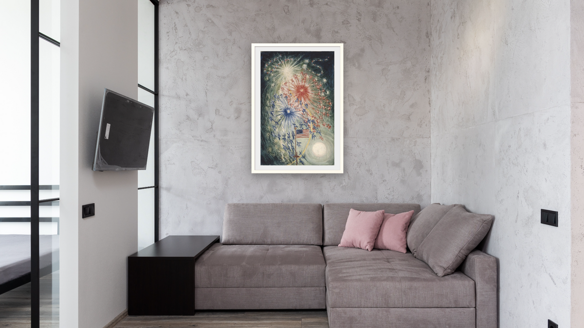 Fourth of July Number 1 by Florine Stettheimer, shown at 28 × 42 in (71.1 × 106.7 cm) in Ramino Opaque White, media room