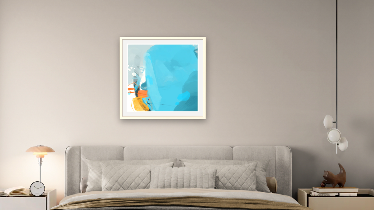 Candy Pop 4 by Nino Yuniardi, shown at 32 × 32 in (81.3 × 81.3 cm) in Ramino Opaque White, bedroom
