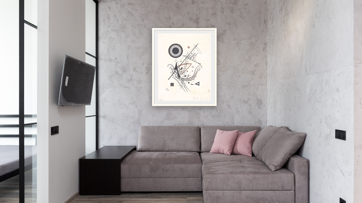 Blau (Blue), shown at 32 × 40 in (81.3 × 101.6 cm) in Ramino Opaque White, media room