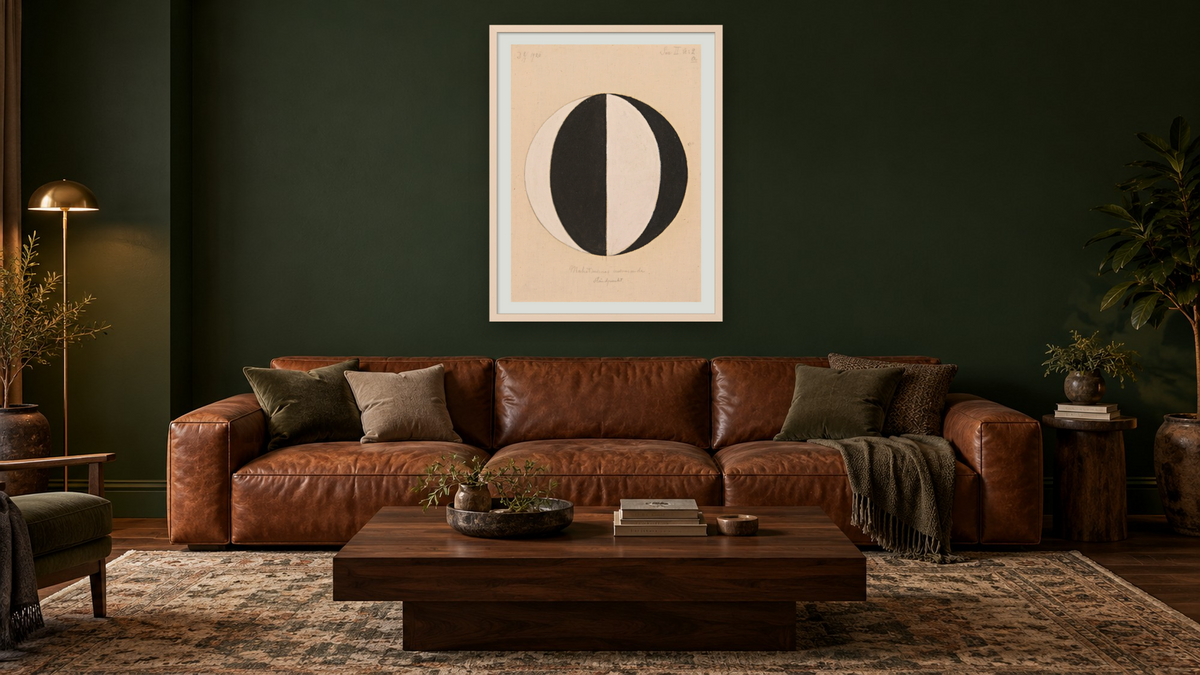 The Current Standpoint of the Mahatmas by Hilma af Klint, shown at 30 × 40 in (76.2 × 101.6 cm) in Ramino Opaque White, den