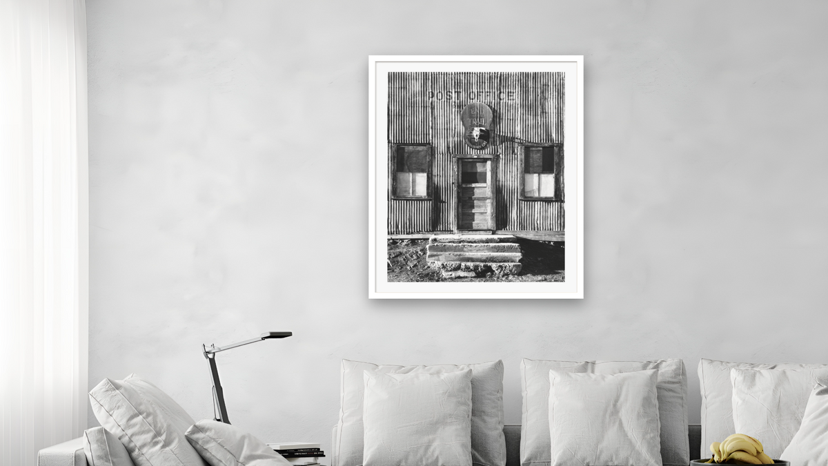 End of the Trail by Gordon Osmundson, shown at 32 × 40 in (81.3 × 101.6 cm) in Ramino Opaque White, living