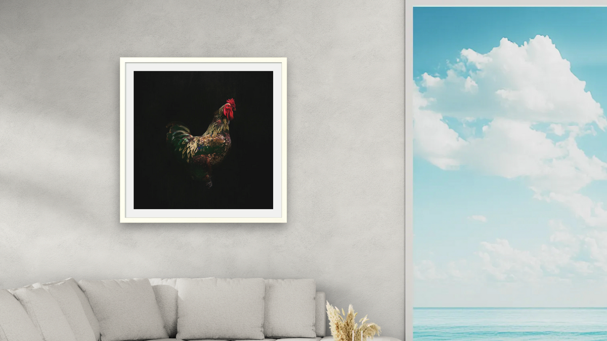Strut by Brandon Luther, shown at 32 × 32 in (81.3 × 81.3 cm) in Ramino Opaque White, living