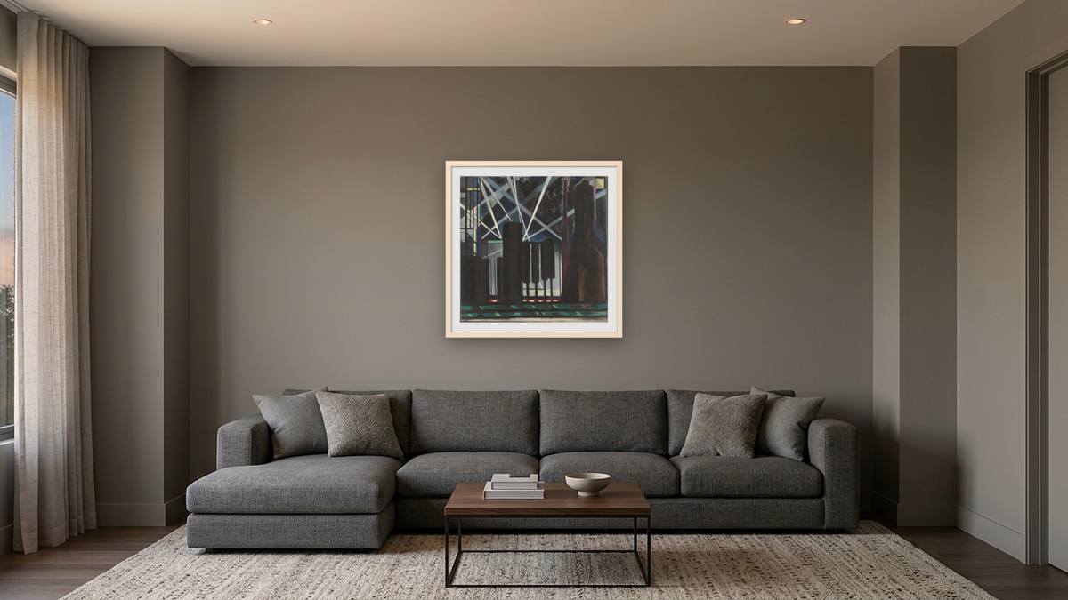 By-Products Plants by Joseph Stella, shown at 32 × 32 in (81.3 × 81.3 cm) in Ramino Opaque White, media room