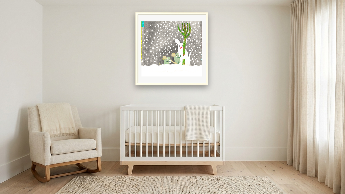 A Busy Year II by Leo Lionni, shown at 32 × 32 in (81.3 × 81.3 cm) in Ramino Opaque White, nursery