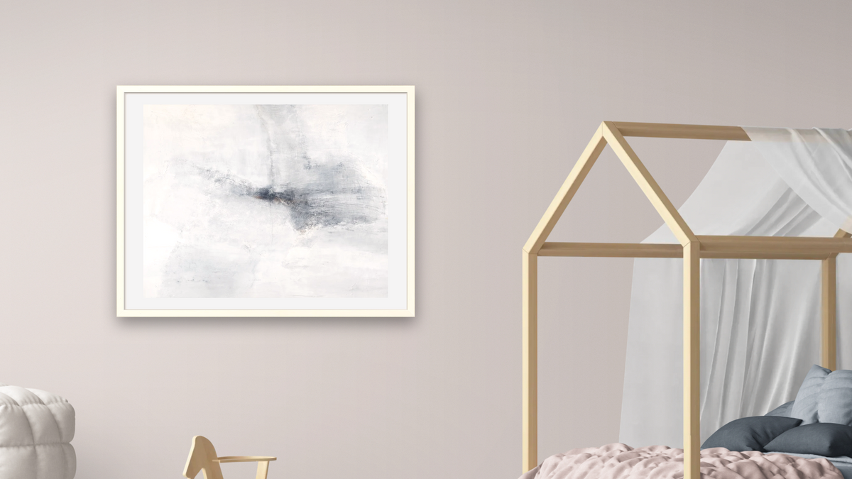 No. 294 by Michelle Oppenheimer, shown at 32 × 40 in (81.3 × 101.6 cm) in Ramino Opaque White, bedroom